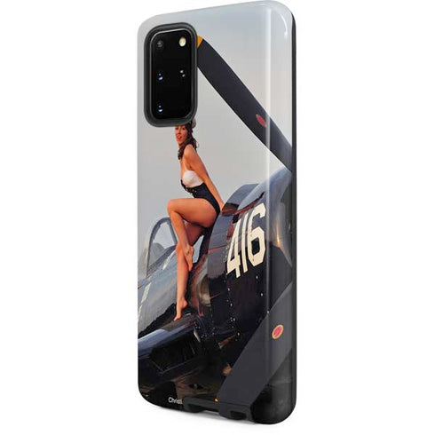 1940s Navy Pin-Up Girl On Corsair Fighter Plane Galaxy S20 Plus Pro Case